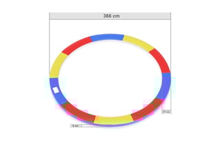 Cuscino di protezione per tappeto elastico 12 ft - 366 cm - Blu, giallo e rosso