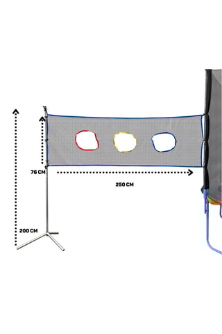 Red multijuegos para cama elástica - juego interactivo con aberturas de colores - 250 x 200 cm