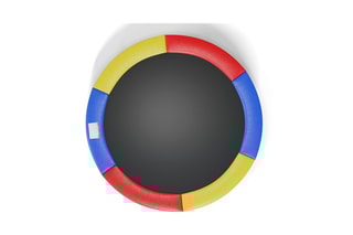 Cuscino imbottito in polietilene per trampolino - 8 FT - 244 cm - Blu - Blu, giallo e rosso