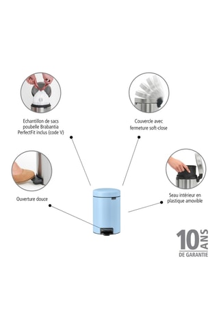 Pattumiera a pedale Newlcon - 3 l - Azzurro