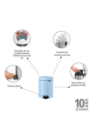 Pattumiera a pedale Newlcon - 5 l - Azzurro