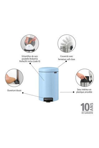 Pattumiera a pedale Newlcon - 12 l - Azzurro