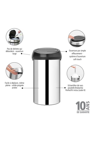 Poubelle Touch Bin - 60 l - Argenté