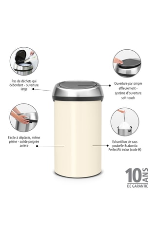 Poubelle Touch Bin - 60 l - Beige