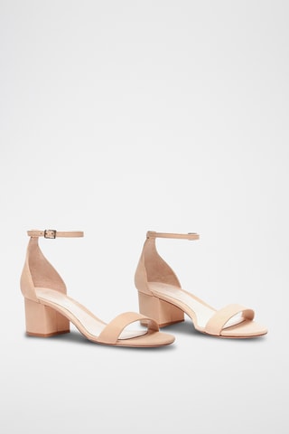 Sandalias de piel de tacón - Beige