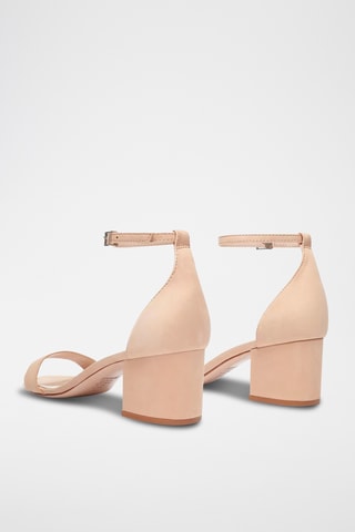 Sandalias de piel de tacón - Beige