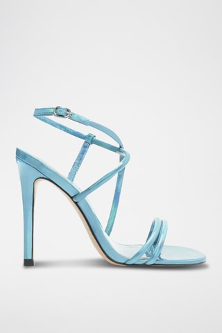 Sandalias de tacón con brillo - Azul