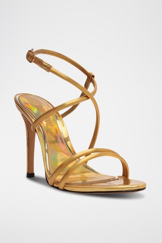 Sandalias de tacón con brillo - Dorado