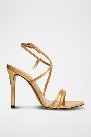 Sandalias de tacón con brillo - Dorado