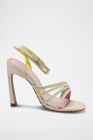 Sandalias de piel de tacón - Beige