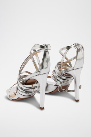 Sandalias de tacón con brillo - Plateado