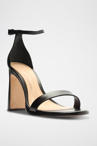 Sandalias de piel de tacón - Negro