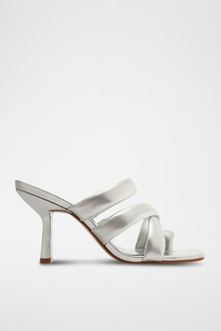 Sandalias de piel de tacón - Plateado