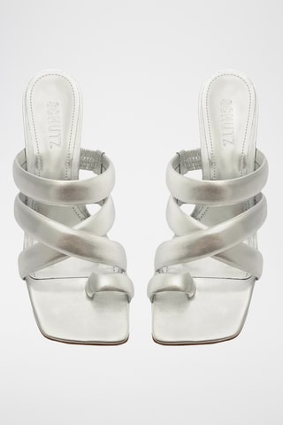 Sandalias de piel de tacón - Plateado