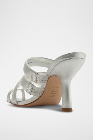 Sandalias de piel de tacón - Plateado