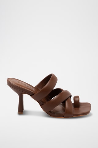 Sandalias de piel de tacón - Marrón