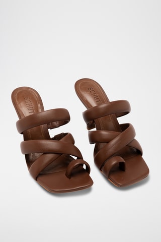 Sandalias de piel de tacón - Marrón