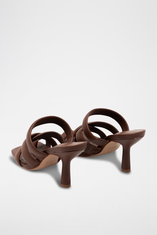 Sandalias de piel de tacón - Marrón