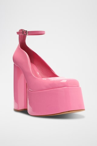 Sandalias de tacón con brillo - Rosa