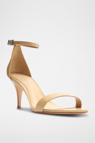 Sandalias de piel de tacón - Beige