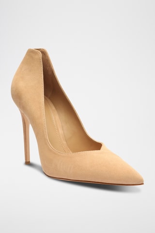 Zapatos de nobuk de tacón - Beige