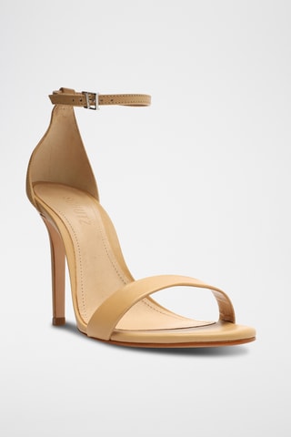 Sandalias de piel de tacón - Beige