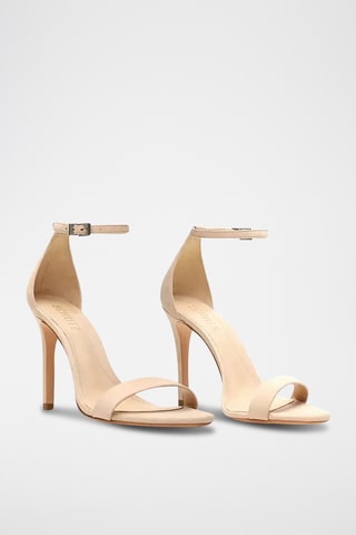 Sandalias de piel de tacón - Beige