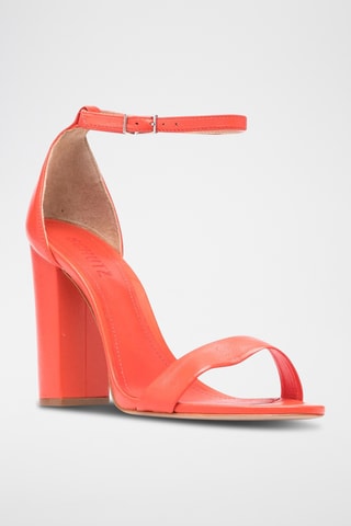 Sandalias de piel de tacón - Rojo