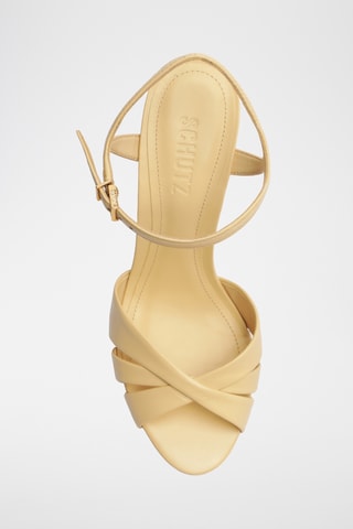 Sandalias de piel de cuña - Beige