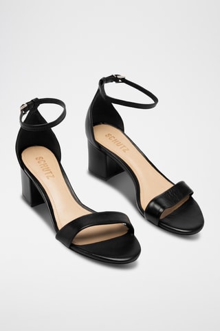 Sandalias de piel de tacón - Negro
