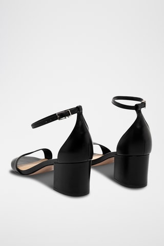 Sandalias de piel de tacón - Negro