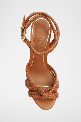 Sandalias de piel de tacón - Marrón