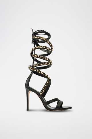 Sandalias de piel de tacón - Negro