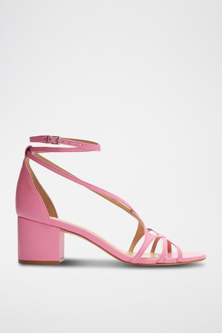 Sandalias de piel de tacón - Rosa