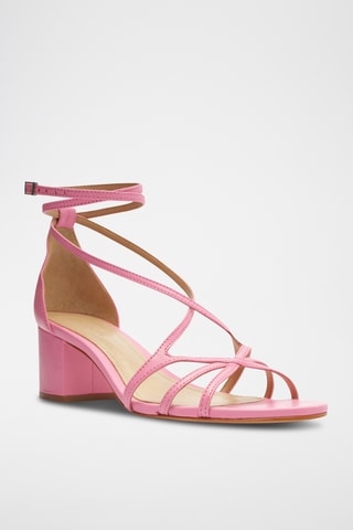 Sandalias de piel de tacón - Rosa