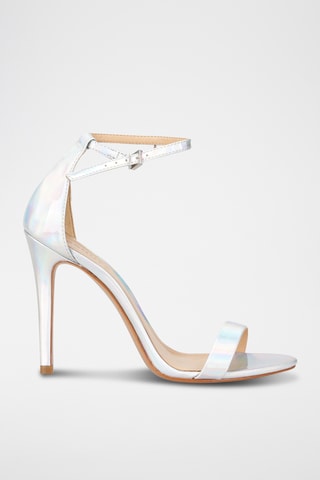 Sandalias de tacón con brillo - Plateado