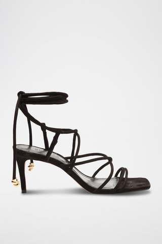 Sandalias de piel de tacón - Negro