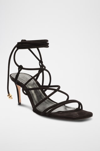 Sandalias de piel de tacón - Negro