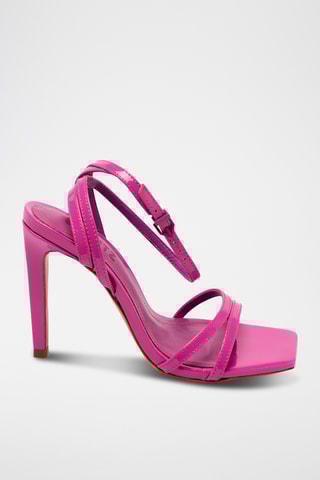 Sandalias de tacón con brillo - Rosa