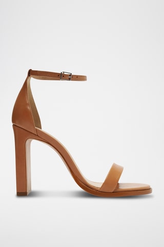 Sandalias de piel de tacón - Marrón