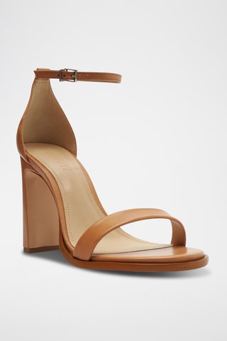 Sandalias de piel de tacón - Marrón