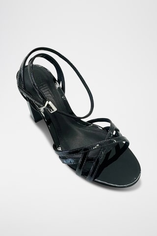 Sandalias de tacón con brillo - Negro