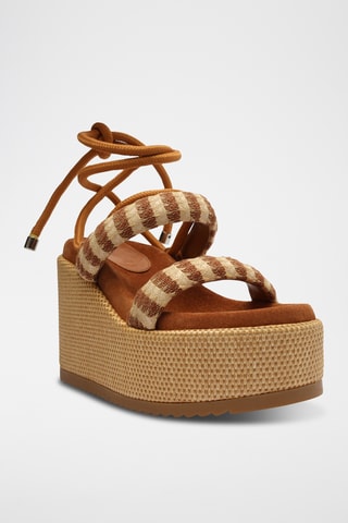 Sandalias de cuña - Marrón