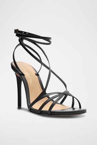 Sandalias de piel de tacón - Negro
