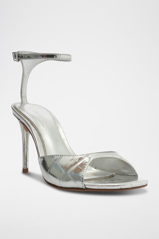 Sandalias de tacón con brillo - Plateado