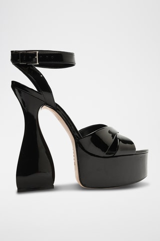 Sandalias de tacón con brillo - Negro