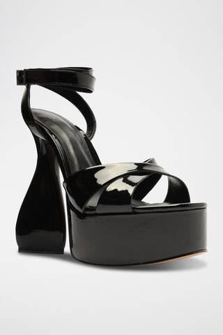 Sandalias de tacón con brillo - Negro