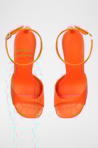 Sandalias de tacón con brillo - Naranja