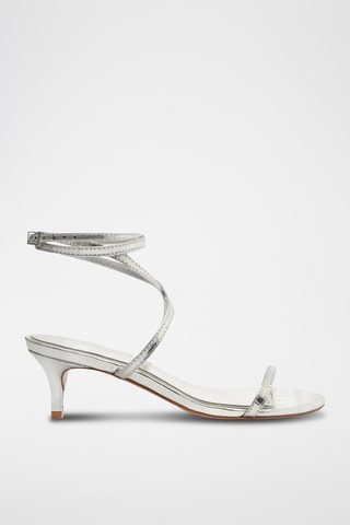 Sandalias de piel de tacón - Plateado