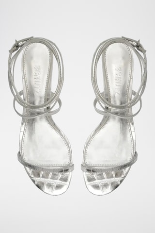 Sandalias de piel de tacón - Plateado